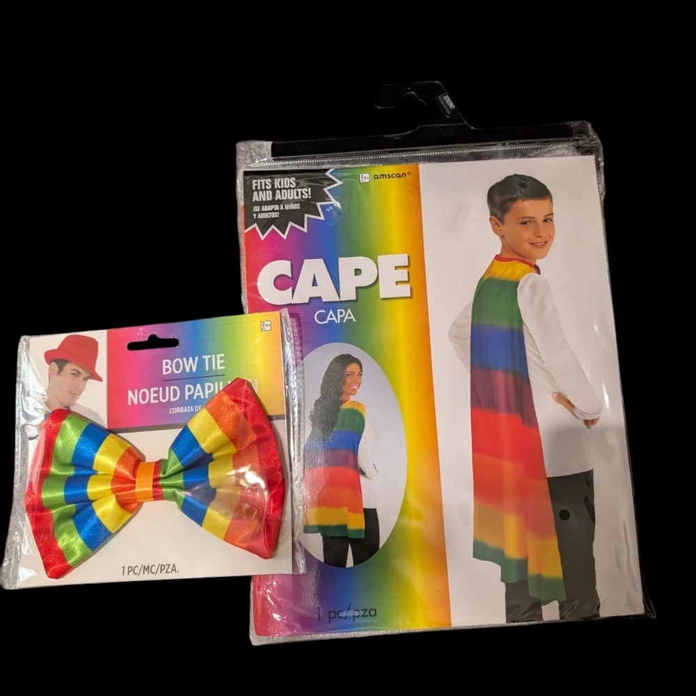 Rainbow Cape and Bow Tie Set